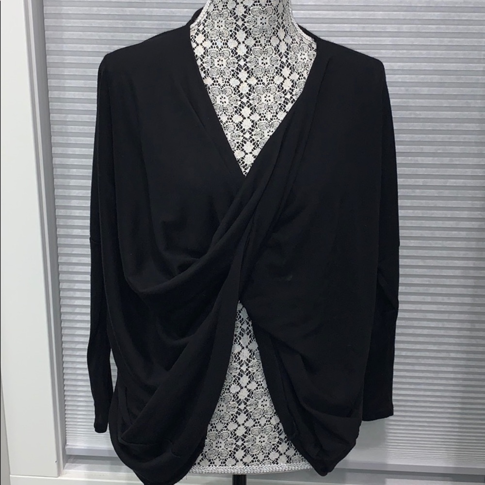 Wrap/twist front long sleeve sweater